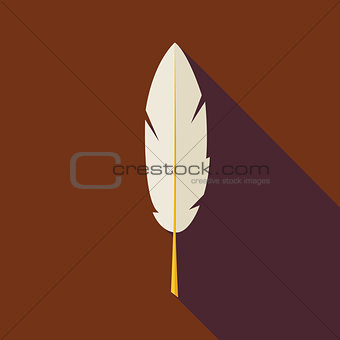 Flat Writing Feather Illustration with long Shadow