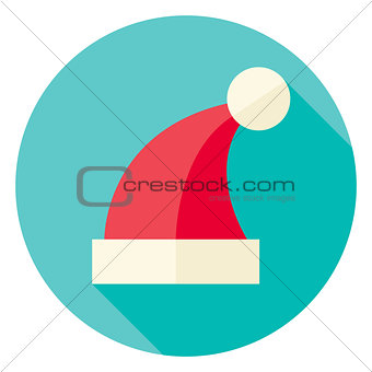 Vector Flat Design Christmas Santa Hat Circle Icon