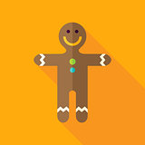 Vector Flat Design Gingerbread Man Cookie Icon