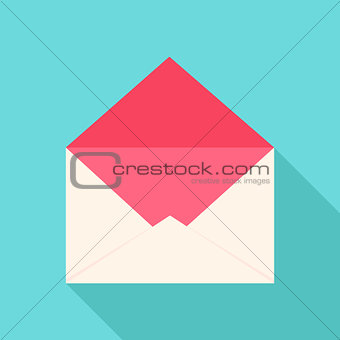 White and pink open envelope