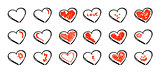 Set of hand drawn hearts