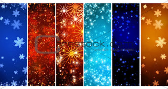 Set of banners with Christmas background with snowflakes