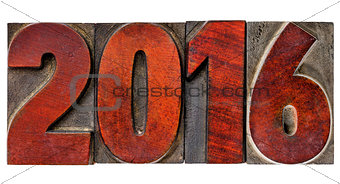 year 2016 in vintage wood type