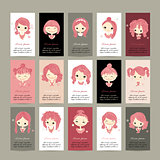 Business cards with cute girls for your design