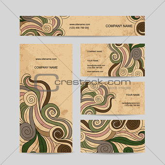 Set of business cards design with sea wave