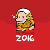 Happy Monkey Year 2016 Card