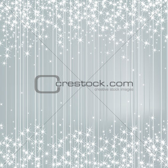 Bright Silver Background with Stars. Festive Design. New Year