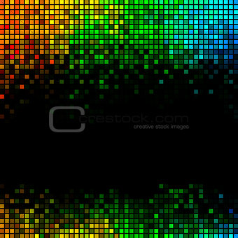 Multicolor abstract lights disco background. Square pixel