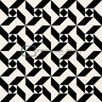Vector Seamless Black And White Triangle Square Spiral Geometric Pattern