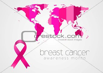 Breast cancer awareness pink ribbon and map