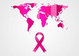 Breast cancer awareness pink ribbon and map