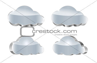 Metallic cloud set: glossy icons