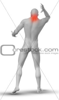 3D male figure with neck pain