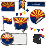 Glossy icons with flag of Arizona