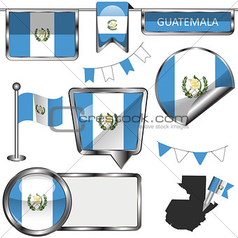 Glossy icons with flag of Guatemala