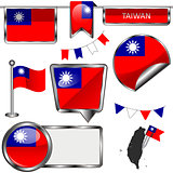 Glossy icons with flag of Taiwan