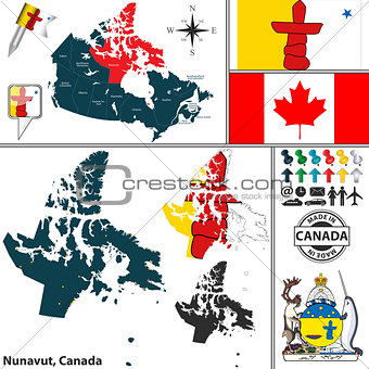 Map of Nunavut, Canada