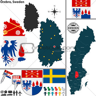 Map of Orebro, Sweden