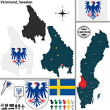 Map of Varmland, Sweden