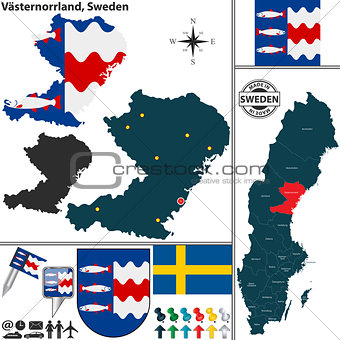 Map of Vasternorrland, Sweden