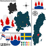 Map of Vastmanland, Sweden