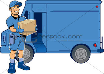 Express Delivery Man and Truck