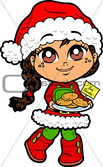 Girl With Cookies For Santa