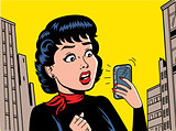 Retro Woman With Phone