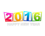 happy new year 2016 in flat colored tablets