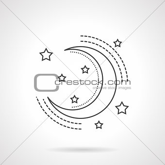 Moon and stars flat line vector icon