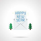 Happy New Year letter flat color vector icon