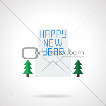 Happy New Year letter flat color vector icon