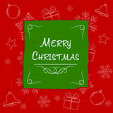 merry christmas in green frame, greeting card