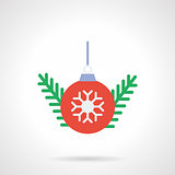 Red Christmas ball flat color vector icon