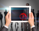 Businessman holding tablet with x-ray