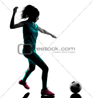 teenager girl soccer player isolated silhouette