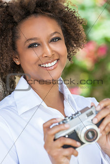 Mixed Race African American Woman With Camera