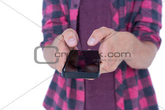 Casual man using his smartphone