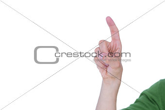 Close up view of man pointing something