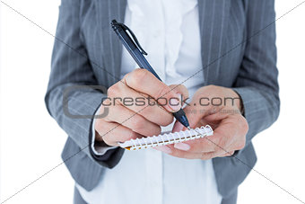 businesswoman holding notebook