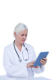 doctor standing with tablet pc
