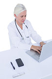 Doctor working on her laptop
