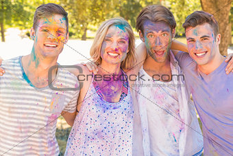 Friends having fun with powder paint