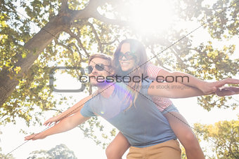 Cute couple having fun in park
