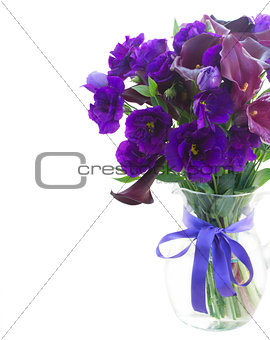 Calla lilly and eustoma flowers