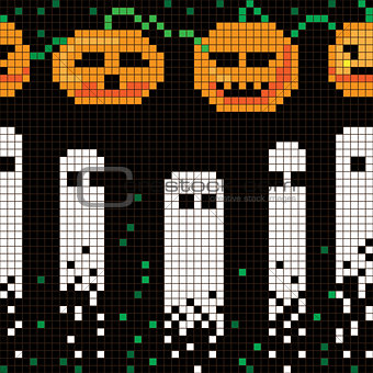 pixel halloween pattern