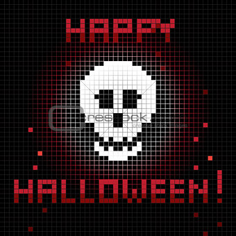 pixel halloween skull