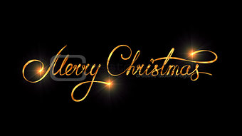 Gold Text Design Of Merry Christmas On Black Color Background