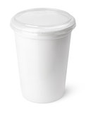 Plastic container for dairy foods with transparent lid