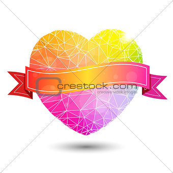 Abstract geometric colorful heart shaped valentine
